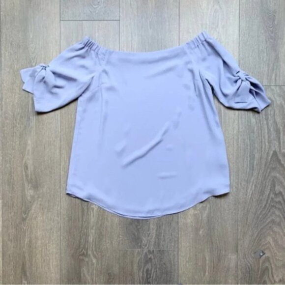 Aritzia Babaton Malik Blouse Top Off The Shoulders Tie Sleeve Purple Size XS - Picture 4 of 16